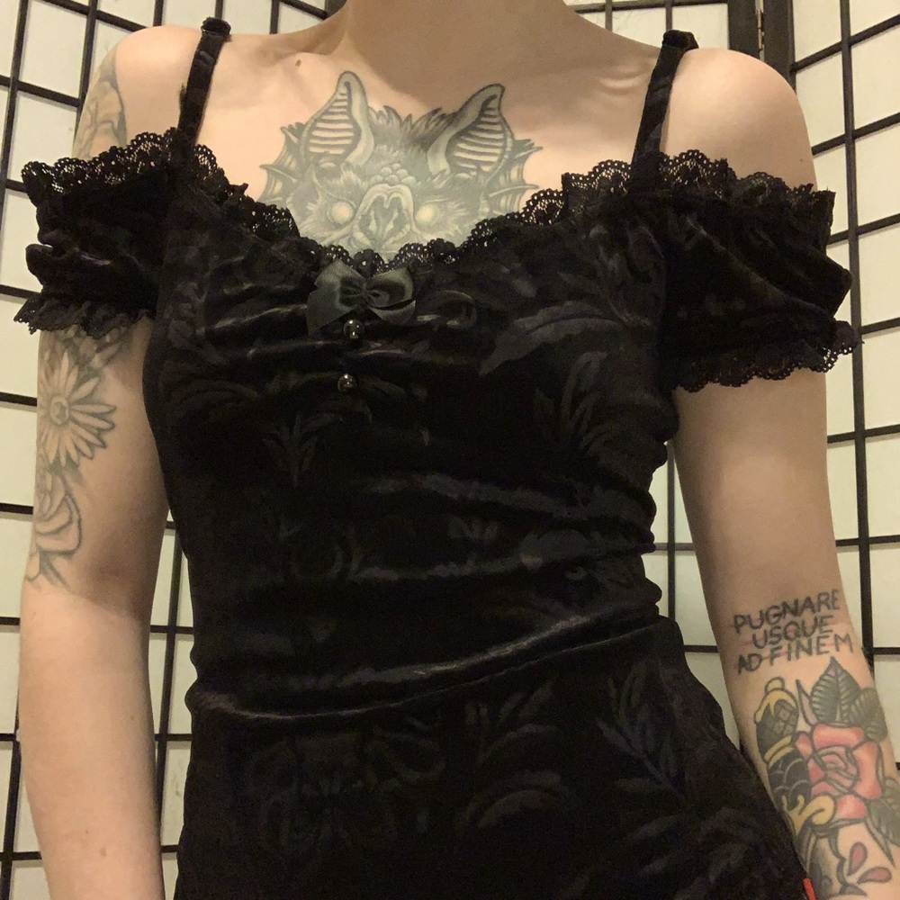 Black velvet Killstar lace Top Filigree Pattern